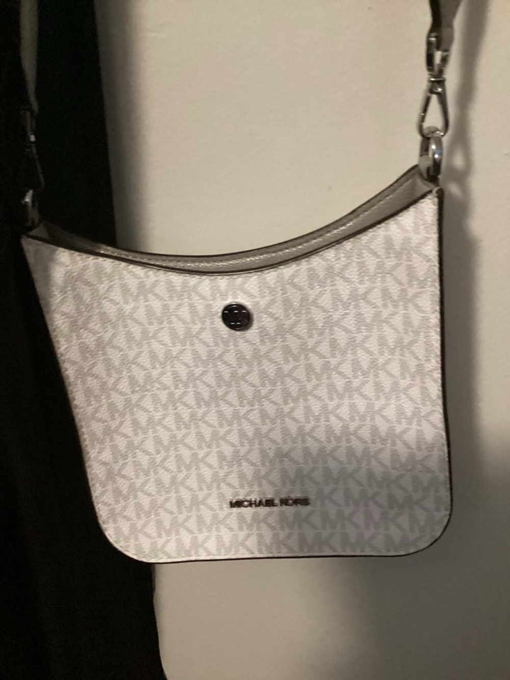 Michael Kors White and Gray Logo Crossbody Bag